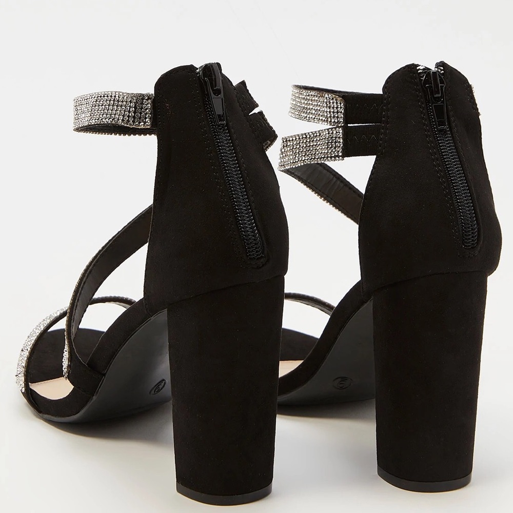 Black Rhinestone Strappy Heels - Picture 3 of 8
